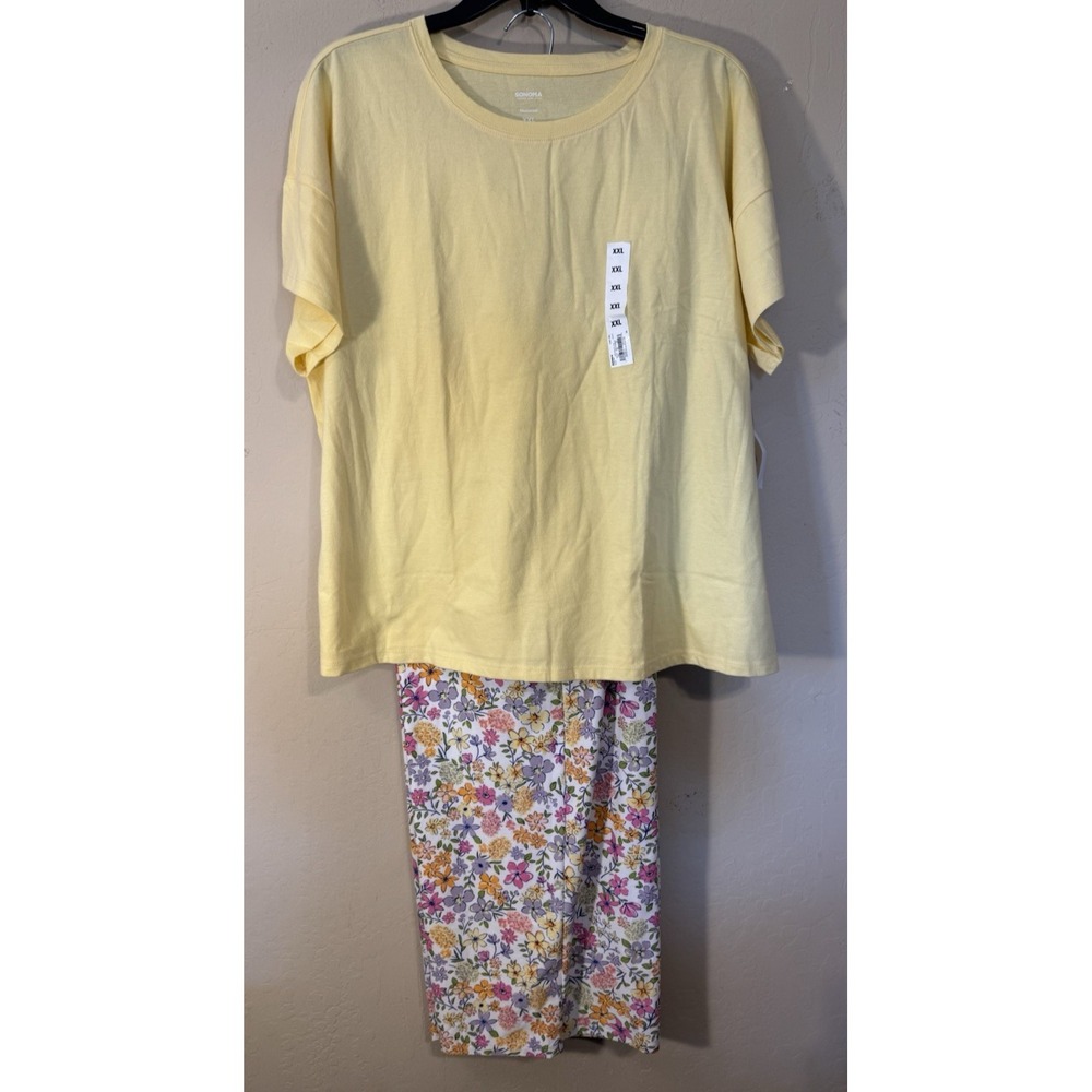 Sonoma Pajama Set Women XXL 2XL 2pc Sleepwear Top Pants Floral NEW
